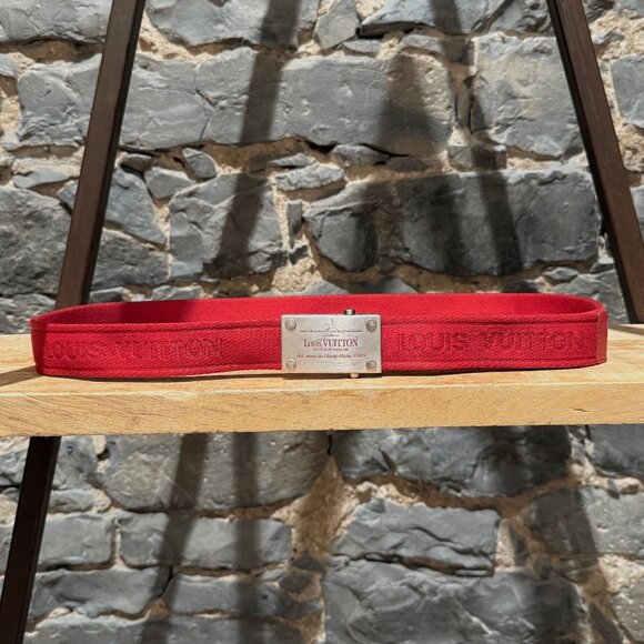 Louis Vuitton Bengal Inventeur Red Nylon Logo Belt. - Picture 2 of 7